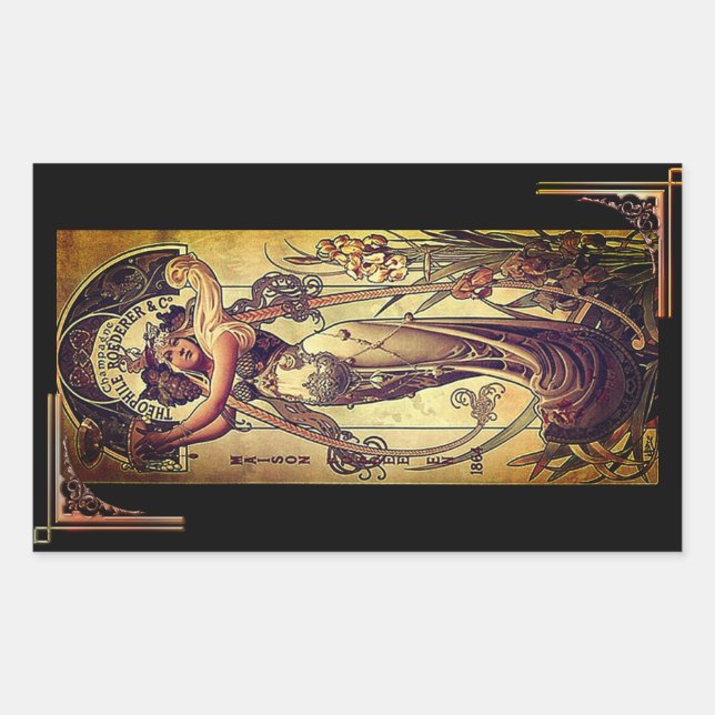Art nouveau woman elegant advertisement sticker (Front)