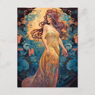 Art Nouveau Woman Fantasy Art Postcard