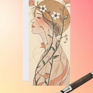 Art Nouveau Woman - Flowing Flowers – Paste colors Card