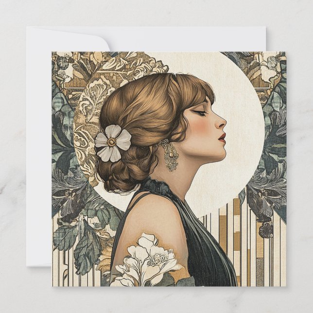Art Nouveau Woman Holiday Card (Front)