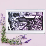 Art Nouveau Woman Reading  Business Card Holder<br><div class="desc">Art Nouveau woodcut of a woman reading.</div>