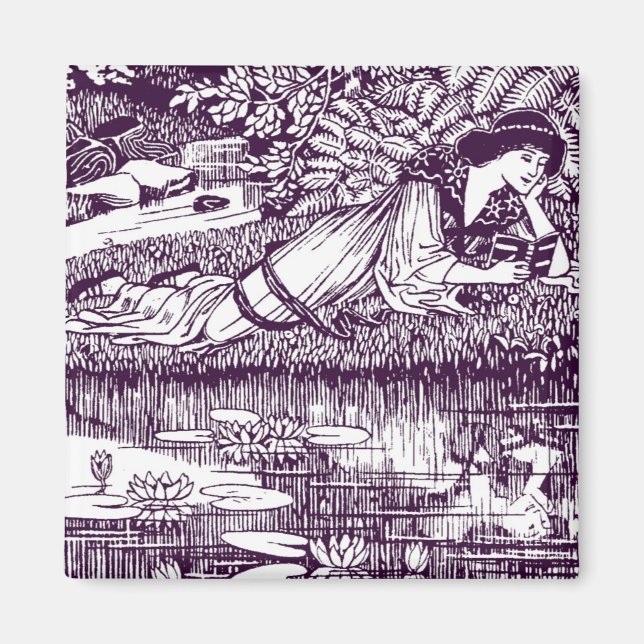 Art Nouveau Woman Reading by Lily Pond | Vintage  Magnet (Front)