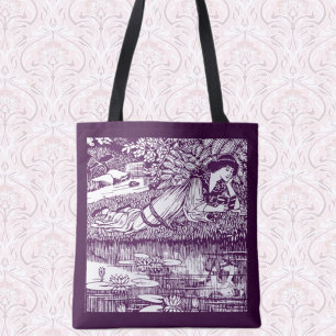 Art Nouveau Woman Reading by Lily Pond   Vintage  Tote Bag