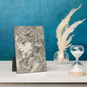 Art Nouveau Woman Vintage-Inspired Portrait Plaque