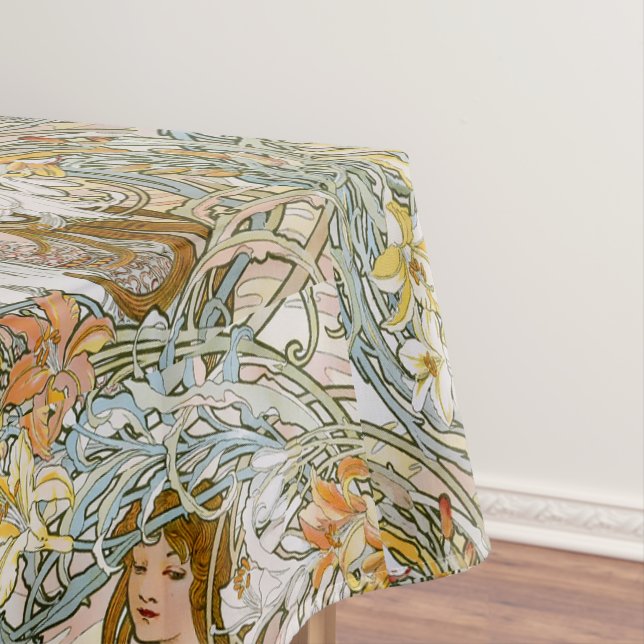 Art Nouveau Women & Floral Pattern by Mucha Tablecloth (In Situ)