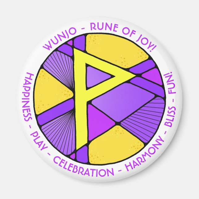 Art Nouveau Wunjo Rune Magnet - JOY! (Devant)