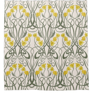 Art Nouveau Yellow Daffodils and Stems Cream