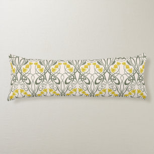 Art Nouveau Yellow Daffodils and Stems Cream Body Pillow