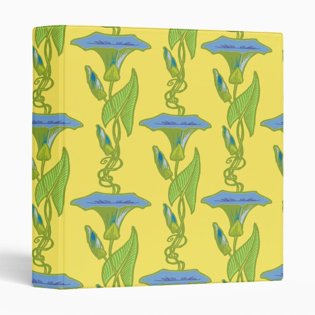 Art Nouveau yellow Ipomoea floral wallpaper damask Binder (Front/Spine)