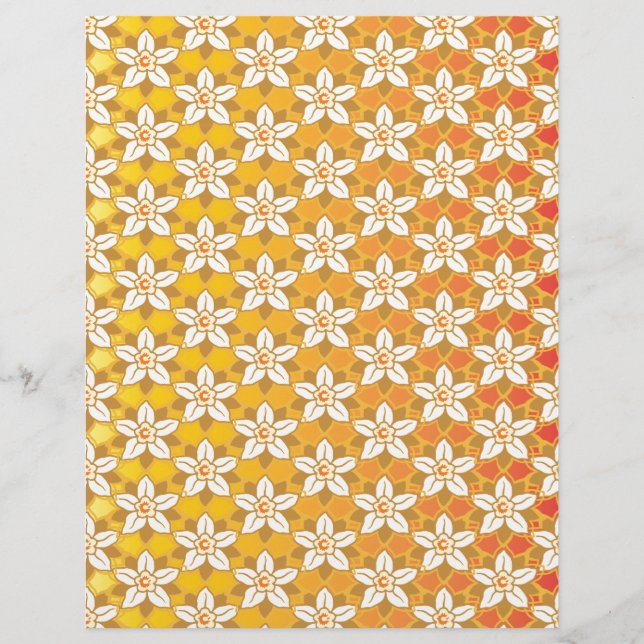 Art Nouveau yellow Jonquil floral wallpaper damask (Front)