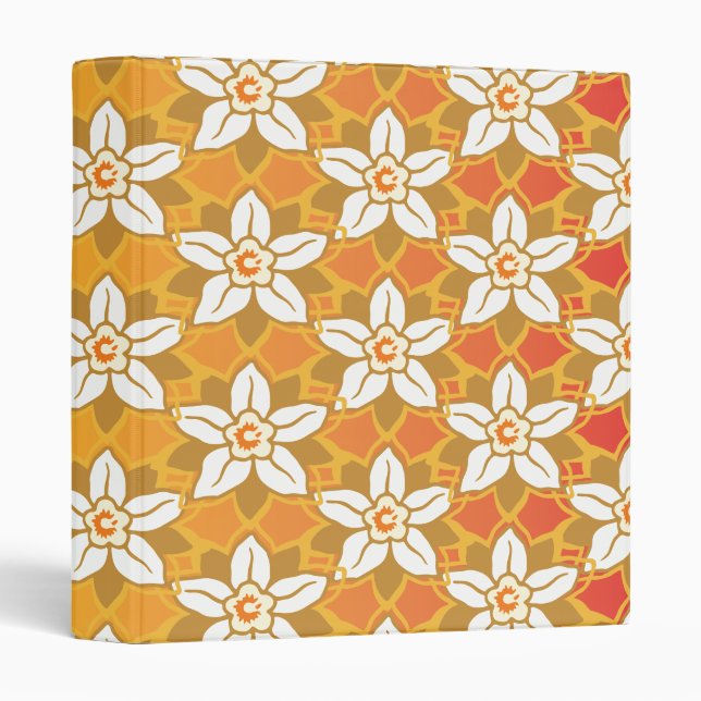 Art Nouveau yellow Jonquil floral wallpaper damask Binder (Front/Spine)