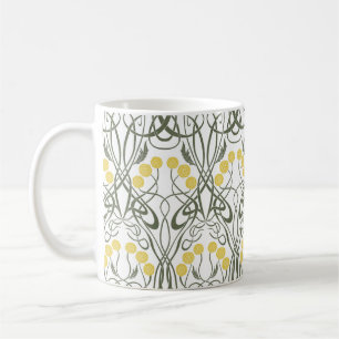 Art Nouveau Yellow Roses and Sinuous Stems Coffee Mug