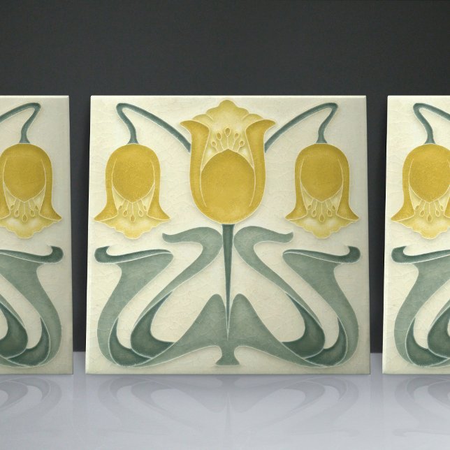 Art Nouveau Yellow Tulips Home Wall Decor Tile (Creator Uploaded)