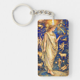 Art Nouveau Zodiac Goddess Celestial Illustration  Keychain