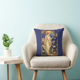 Art Nouveau Zodiac Goddess Celestial Illustration Throw Pillow