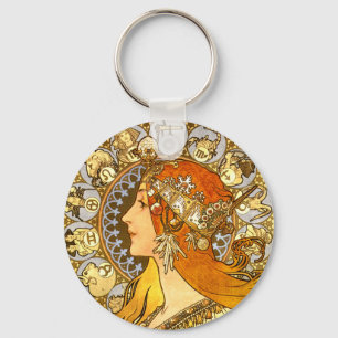 Art Nouveau Zodiac Keychain