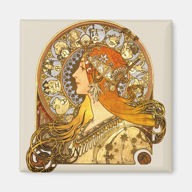 Art Nouveau Zodiac Magnet (Front)