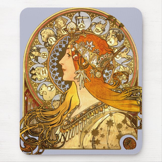 Art Nouveau Zodiac Mouse Pad (Front)