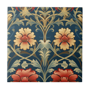 Art Nouveay Style Flowers Tile