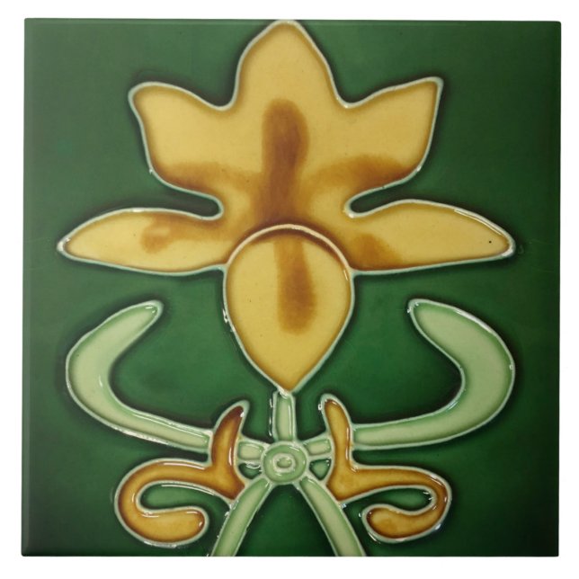Art Noveau Ceramic wall Fireplace tile (Front)