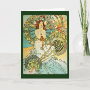 Art Noveau Lady and Birds Note or Greeting Card