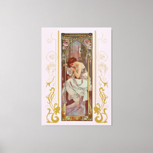  Art Noveau Night’s Rest by Alphonse Mucha  Canvas Print