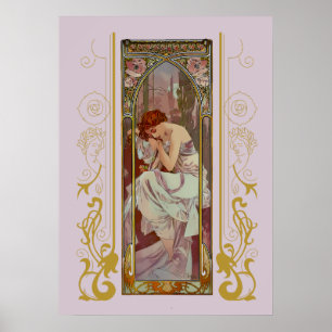  Art Noveau Night’s Rest by Alphonse Mucha  Poster