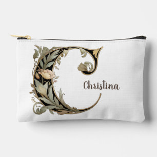 Art Nuevo Black Floral Letter C Accessories Bag