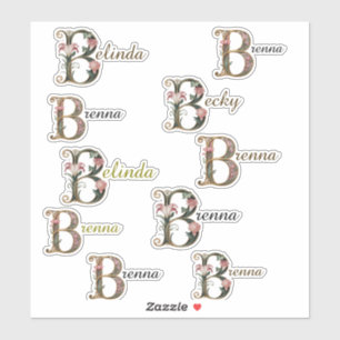 Art Nuevo Letter B Vinyl Name Stickers