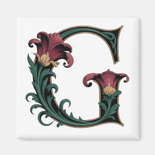 Art Nuevo Red and Green Letter G Magnet