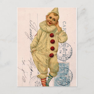 Art numérique de carte postale clown vintage