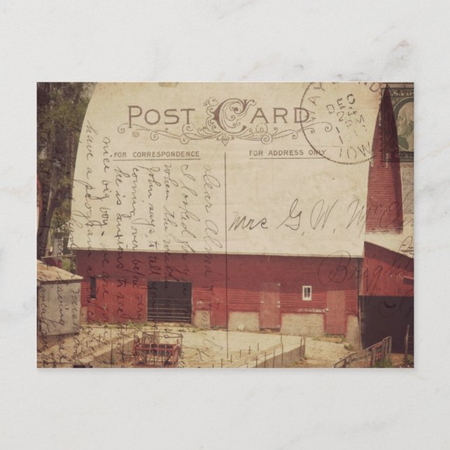 Art numérique de carte postale Red Barn (Devant)