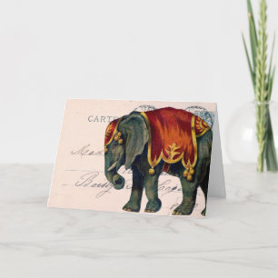 Art numérique vintage de carte postale d'éléphant,