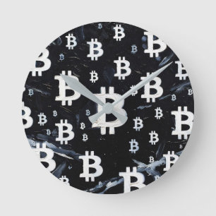Art of Bitcoin (BW #2) oil painting Round Clock