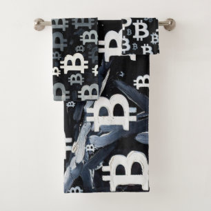 Art of Bitcoin (BW-C) oil painting Bath Towel Set