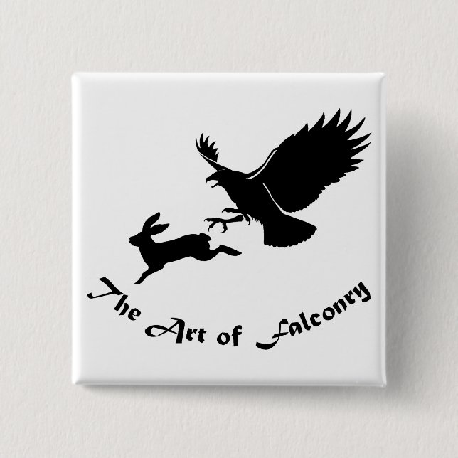 Art of Falconry - Red Tail Hawk 2 Inch Square Button (Front)