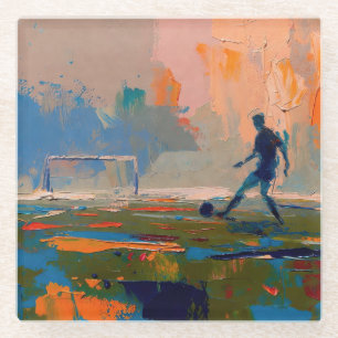 "Art of Football" (Style 1) Oil Painting Glass Coaster
