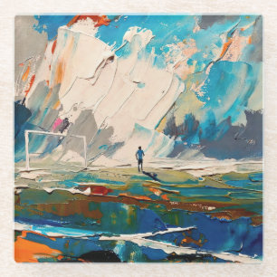 "Art of Football" (Style 2) Oil Painting  Glass Coaster