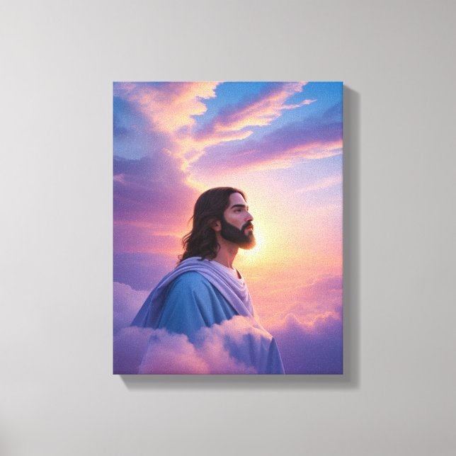 Art of Jesus On Sky | God Stretched Canvas Print (Front)