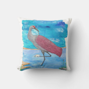 Art Of Life Series Artist Crane Funny Flamingo Throw Pillow