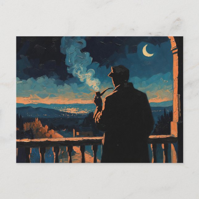 Art of Pipe (Night Time #3) oil painting Postcard (Front)