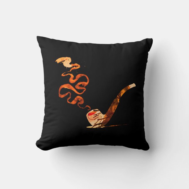 Art of Pipe Smoking (Warm: Black + White) Throw Pillow (Front)