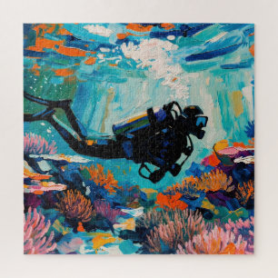 Art of Scuba Diving (#1) oil painting Jigsaw Puzzle