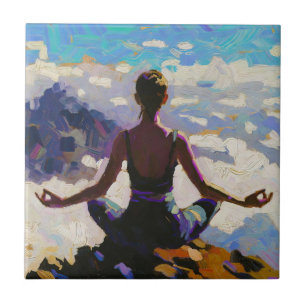 Art of Yoga: Balanced Beauty (Oil Painting No. 5) Tile