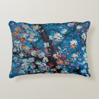 Art oil painting, cherry blossom flower, abstract, accent pillow