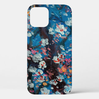 Art oil painting, cherry blossom flower, abstract, iPhone 12 case