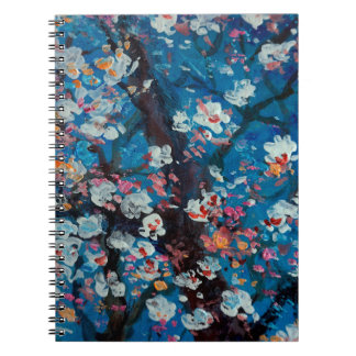 Art oil painting, cherry blossom flower, abstract, notebook