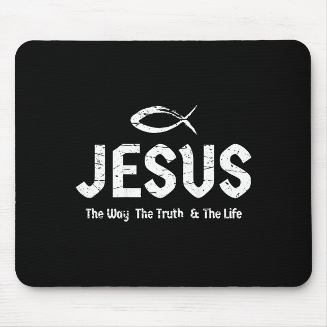 (art On Back) Bible John 14_6 Jesus Way Truth Life Mouse Pad (Front)