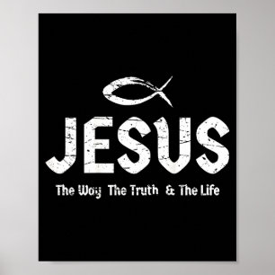 (art On Back) Bible John 14_6 Jesus Way Truth Life Poster