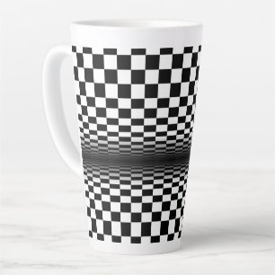 art optical black white contrast latte mug